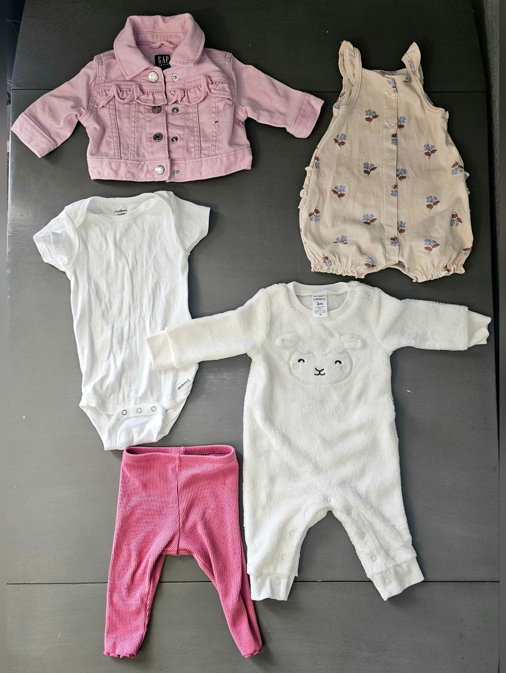 Baby Girl 0–3M Bundle GAP Jacket Carter’s Outfit Set 5 Pieces EUC